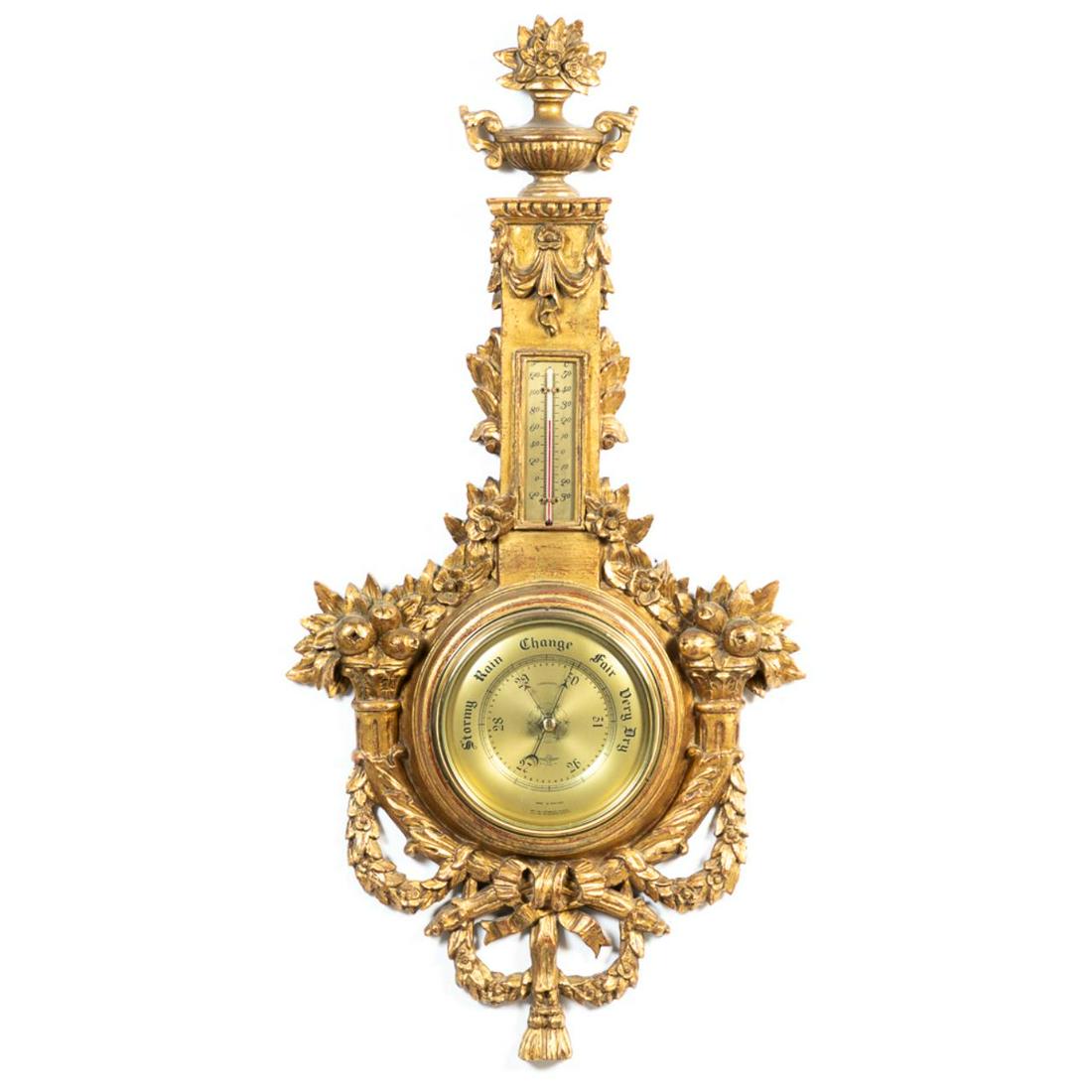ITALIAN GILTWOOD NEOCLASSICAL-STYLE WALL BAROMETER (1 of 8)