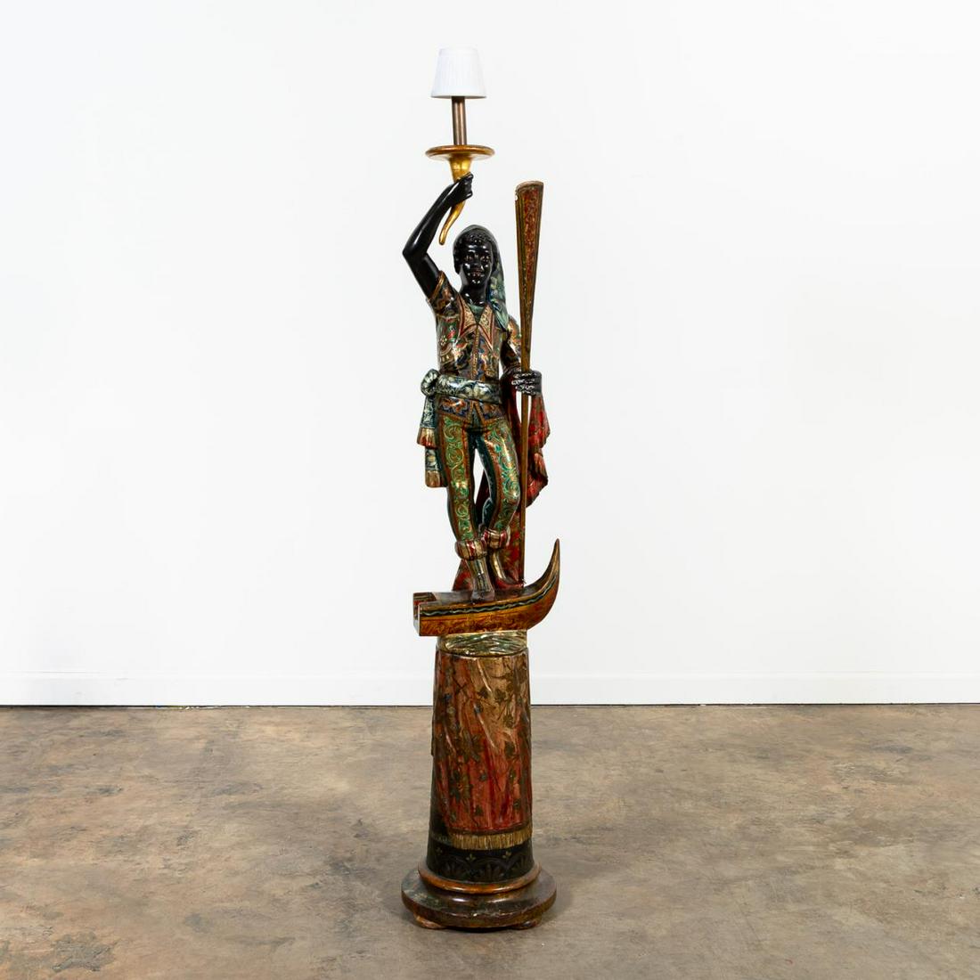 ITALIAN GILT AND POLYCHROME BLACKAMOOR TORCHIERE (1 of 7)