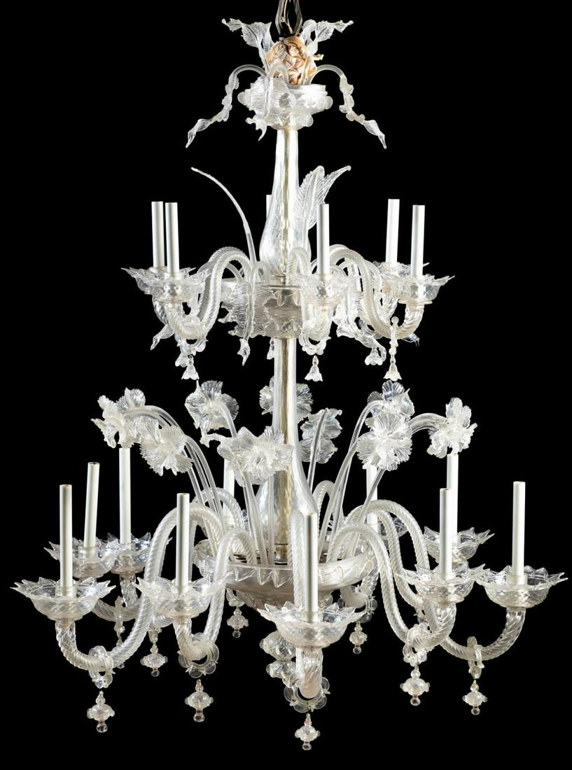 VENETIAN SIXTEEN-LIGHT COLORLESS GLASS CHANDELIER (1 of 10)