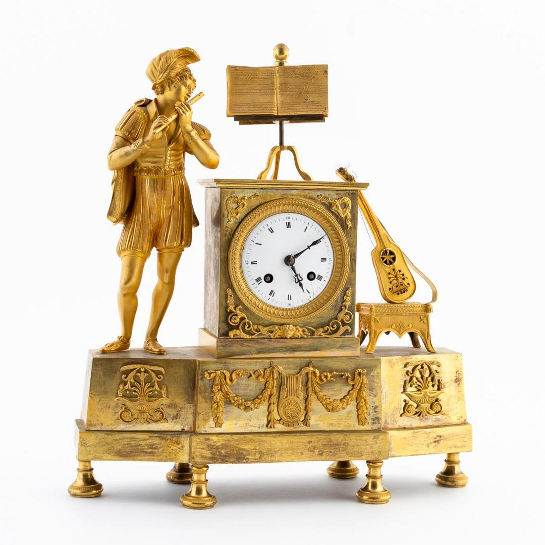 CHARLES X FIGURAL GILT BRONZE MANTEL CLOCK (1 of 10)