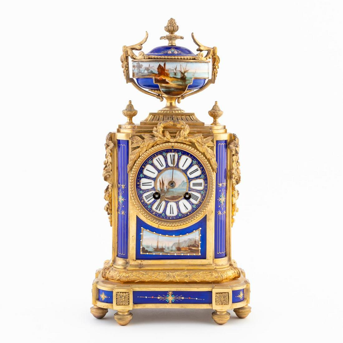 19TH C. FRENCH BRONZE & PORCELAIN MANTEL CLOCK (1 of 9)