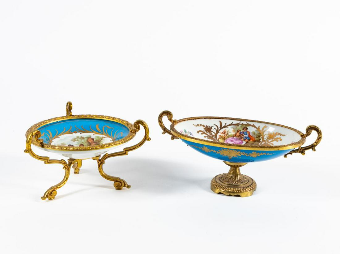 TWO, FRENCH SEVRES-STYLE ORMOLU MOUNTED DISHES (1 of 7)