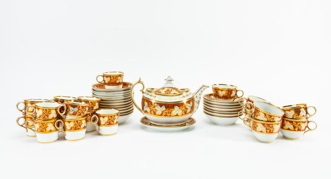 40PC CHAMBERLAIN RUST & GILT TEA & COFFEE SERVICE (1 of 7)