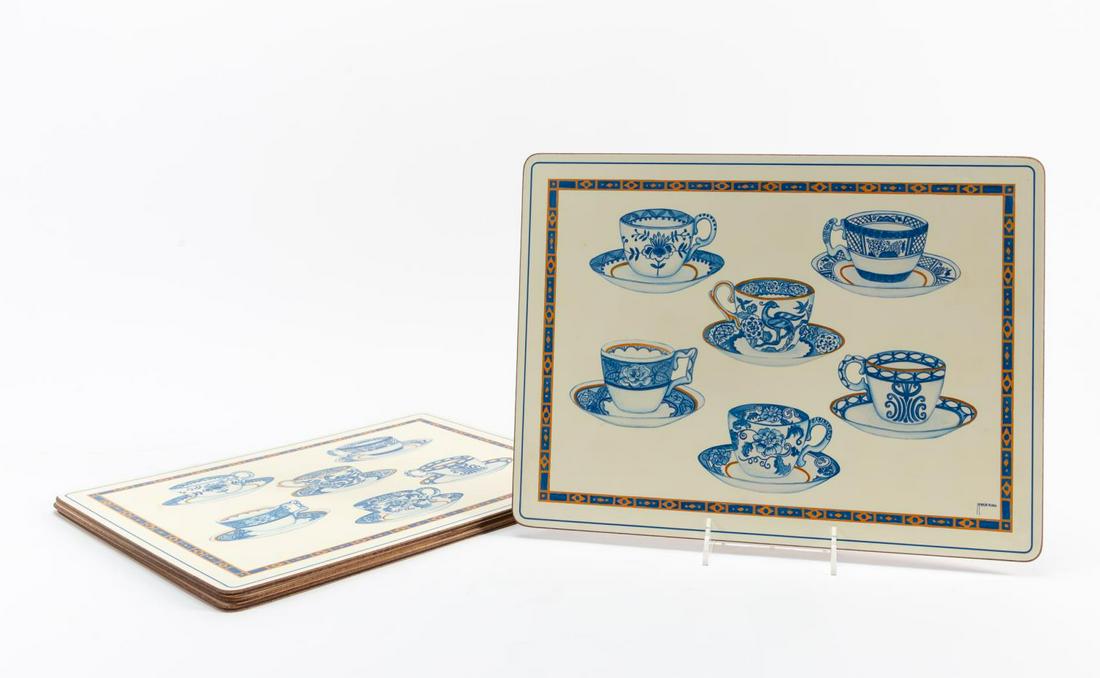 4 PCS, PIMPERNEL BLUE & WHITE TEACUP PLACEMATS (1 of 5)