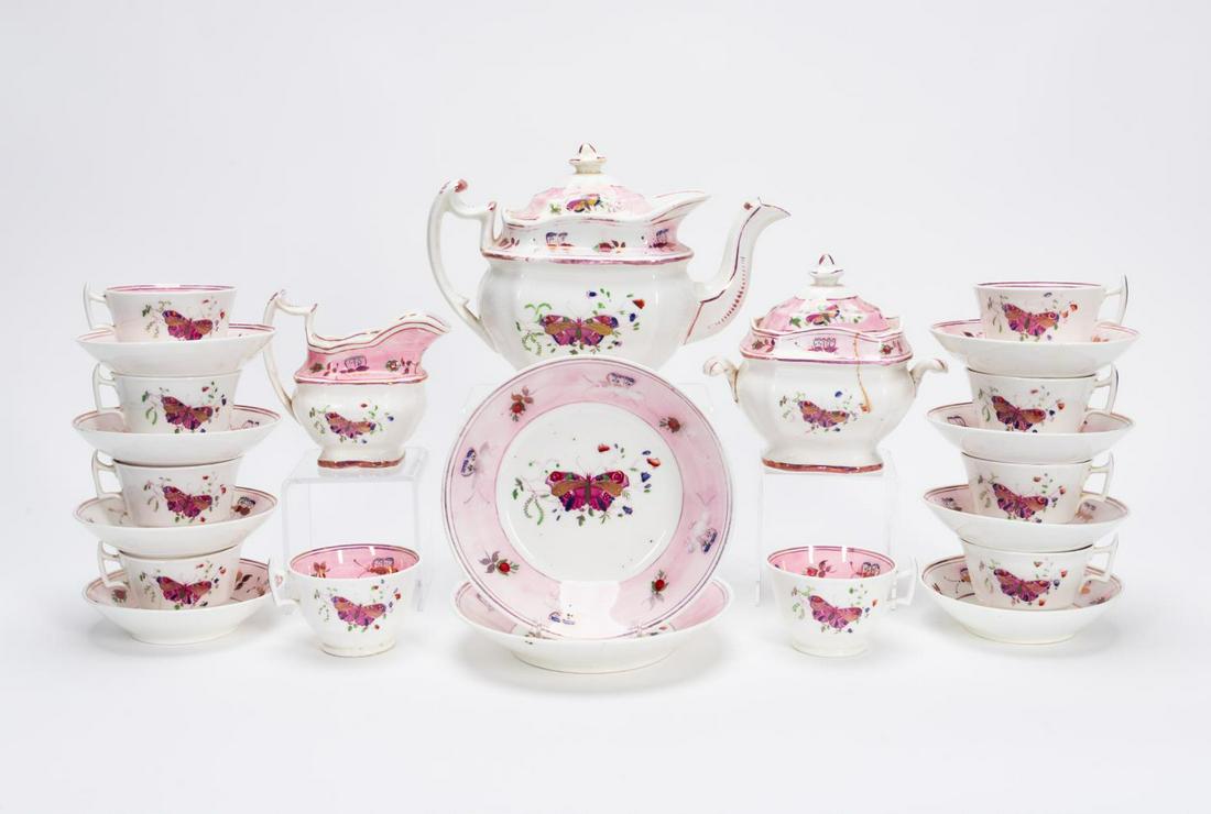 23 PC ENGLISH BUTTERFLY & PINK LUSTER TEA SERVICE (1 of 11)