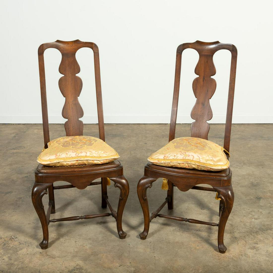 PAIR, HIGH BACK QUEEN ANNE STYLE SIDE CHAIRS (1 of 6)