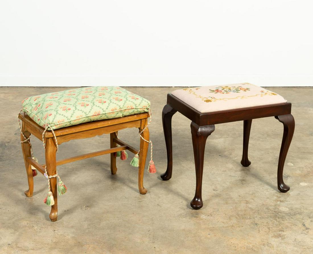 TWO QUEEN ANNE-STYLE BENCHES OR STOOLS (1 of 8)