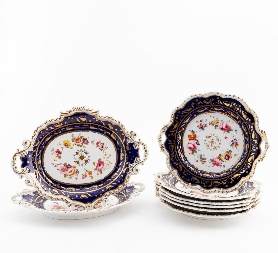 8 PCS, ENGLISH PORCELAIN COBALT & GILT DESSERT (1 of 7)