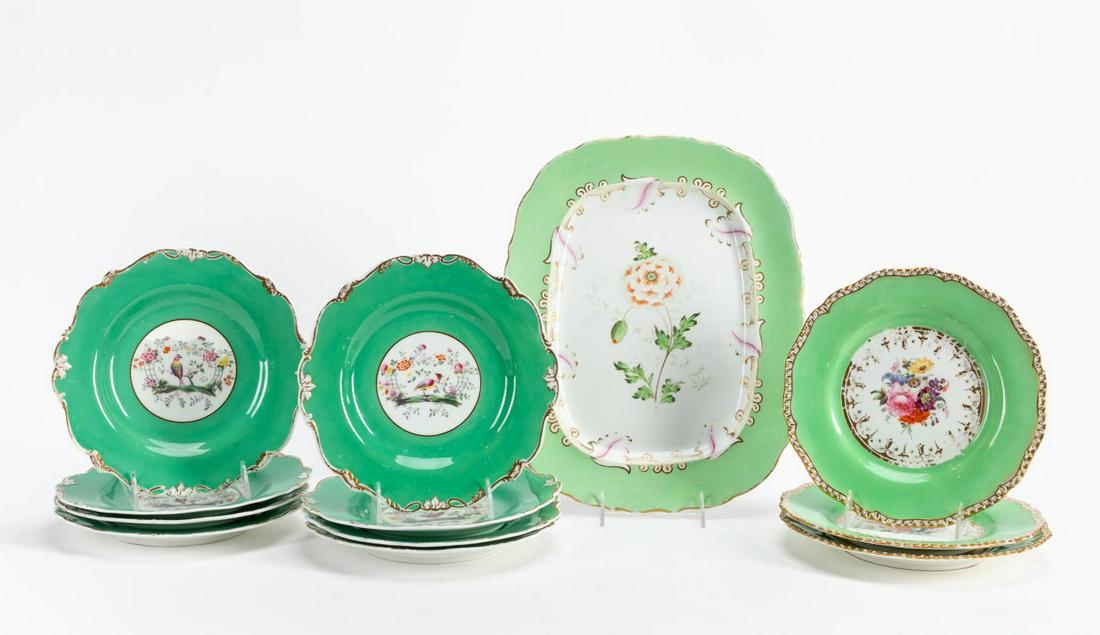 12PC COMBINED APPLE GREEN & WHITE CHINA SET (1 of 8)