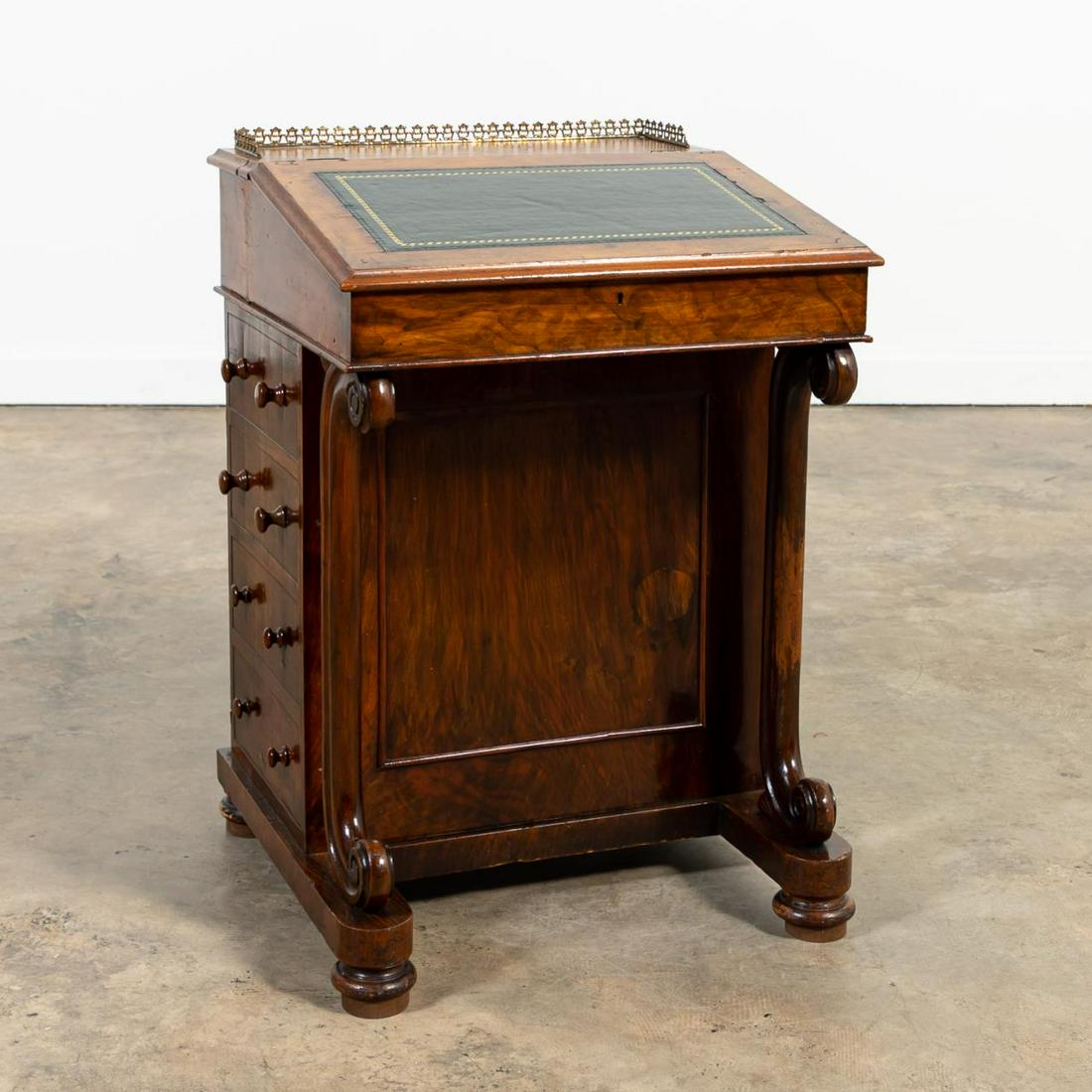 19TH C. ENGLISH BURL WALNUT DAVENPORT DESK (1 of 8)