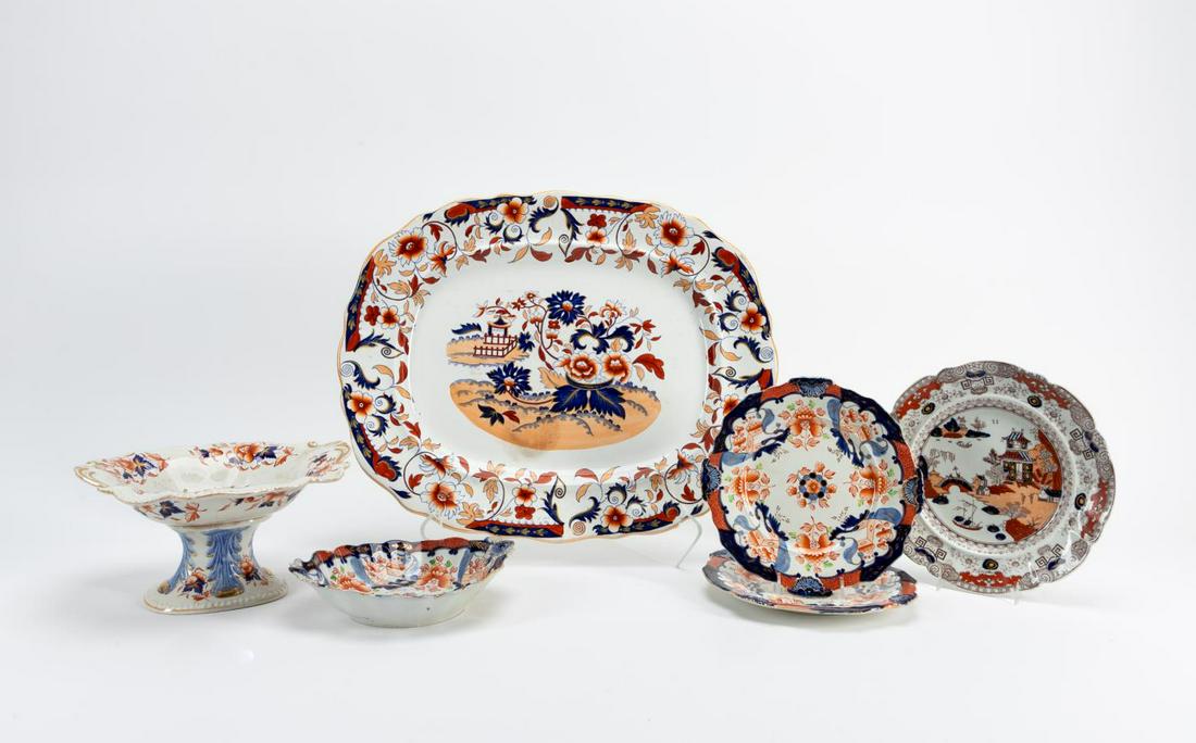 6 PCS, ENGLISH IMARI IRONSTONE TABLEWARES (1 of 7)