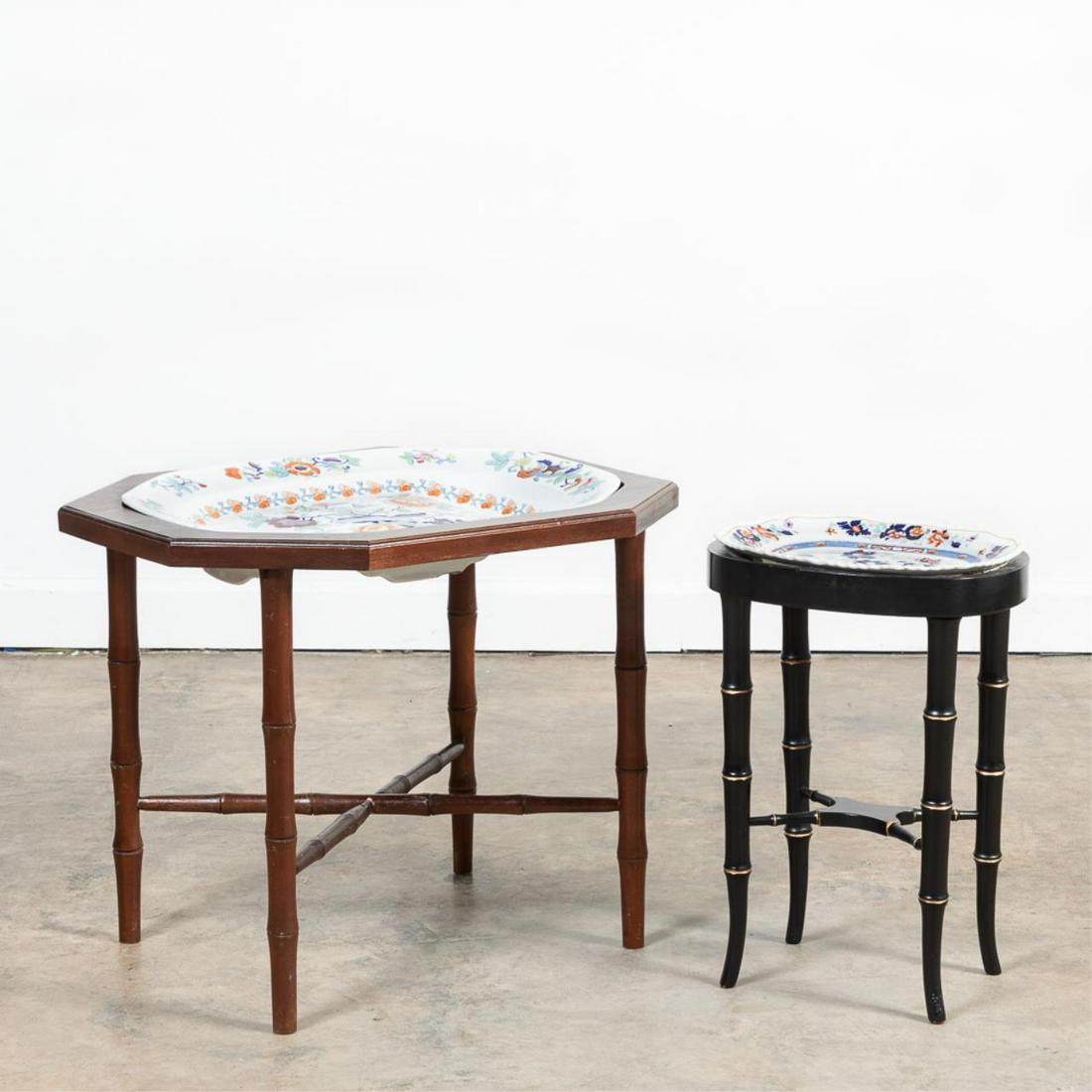 TWO ENGLISH IRONSTONE PLATTERS ON STANDS (1 of 9)