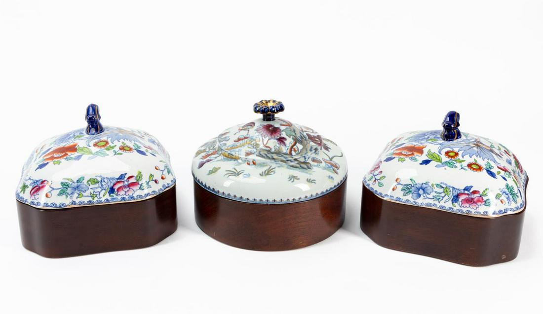THREE IRONSTONE LIDDED VEGETABLE TUREEN TOPS (1 of 8)
