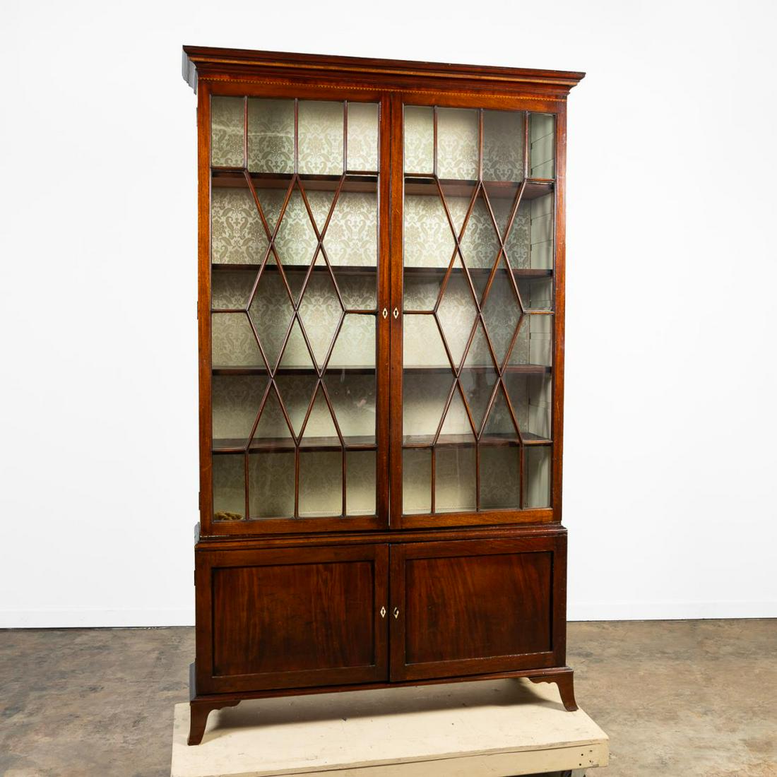 GEORGE III MAHOGANY DISPLAY CASE OVER CABINET (1 of 6)