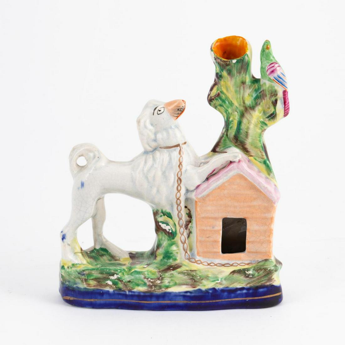 STAFFORDSHIRE DOG AND HOUSE CERAMIC SPILL VASE (1 of 5)