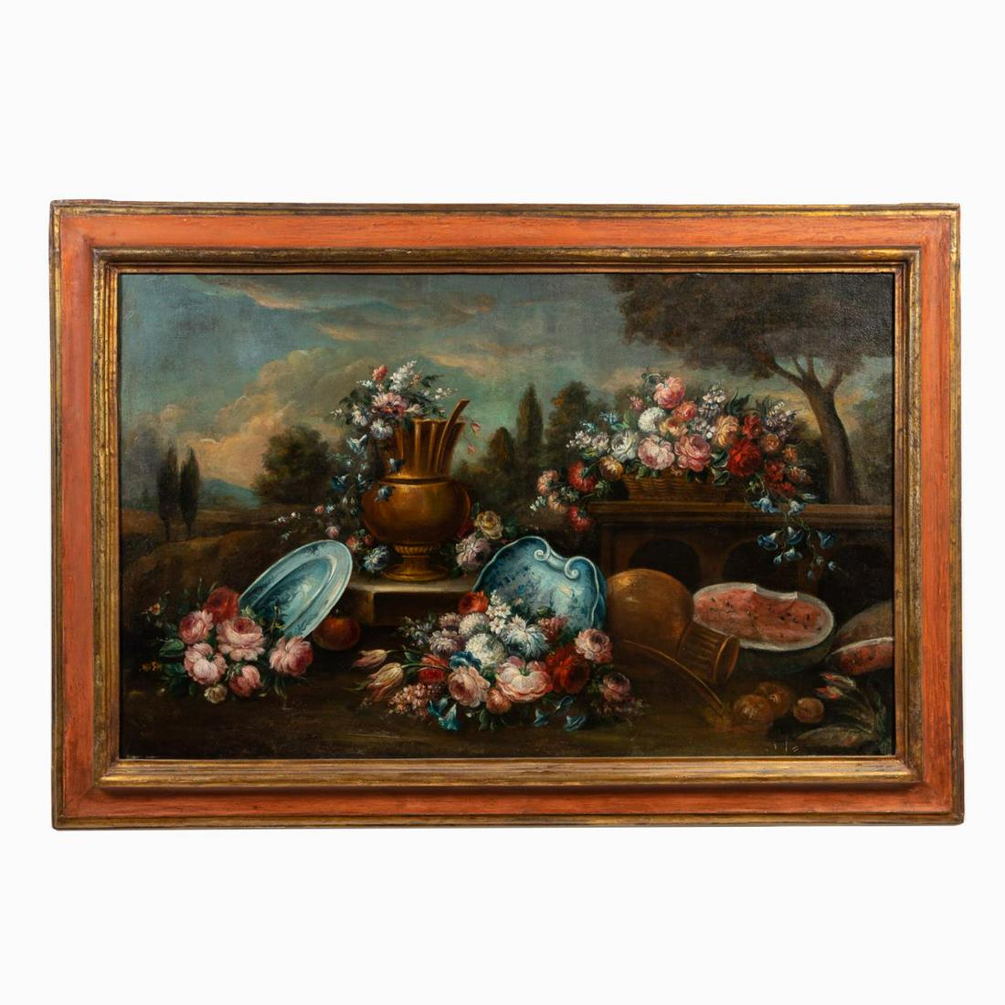 19TH C. CONTINENTAL, STILL LIFE IN GARDEN, FRAMED (1 of 3)