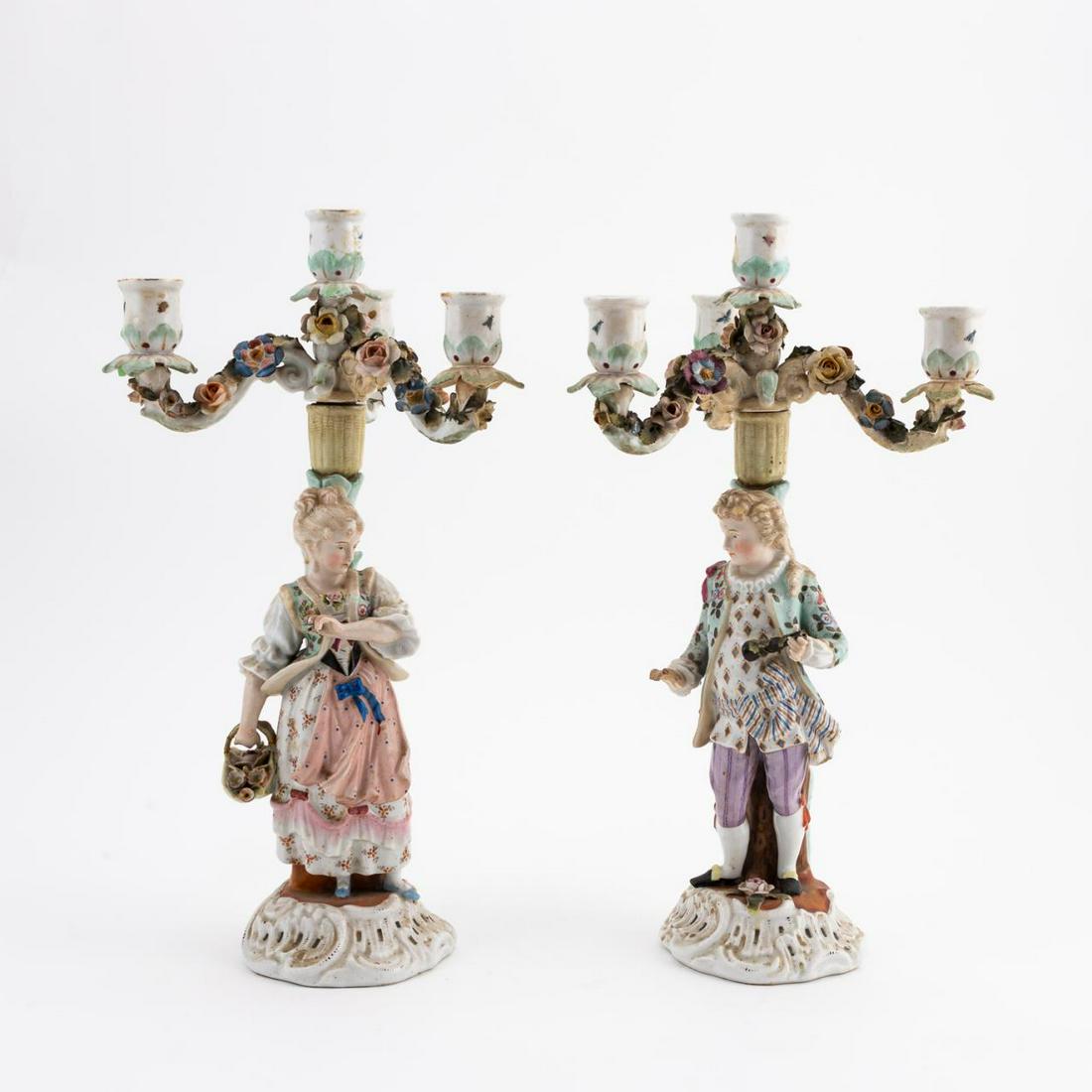 PR., SITZENDORF FIGURAL PORCELAIN CANDELABRA (1 of 7)