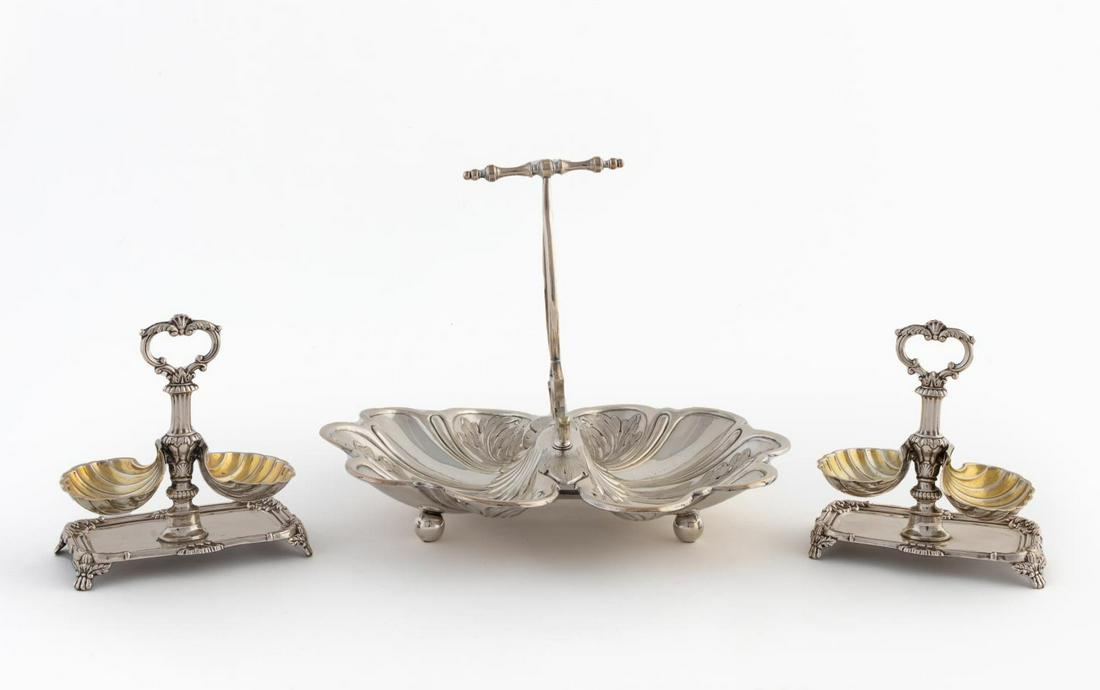 3 SILVER & EP DOUBLE SHELL FORM TABLETOP PIECES (1 of 7)