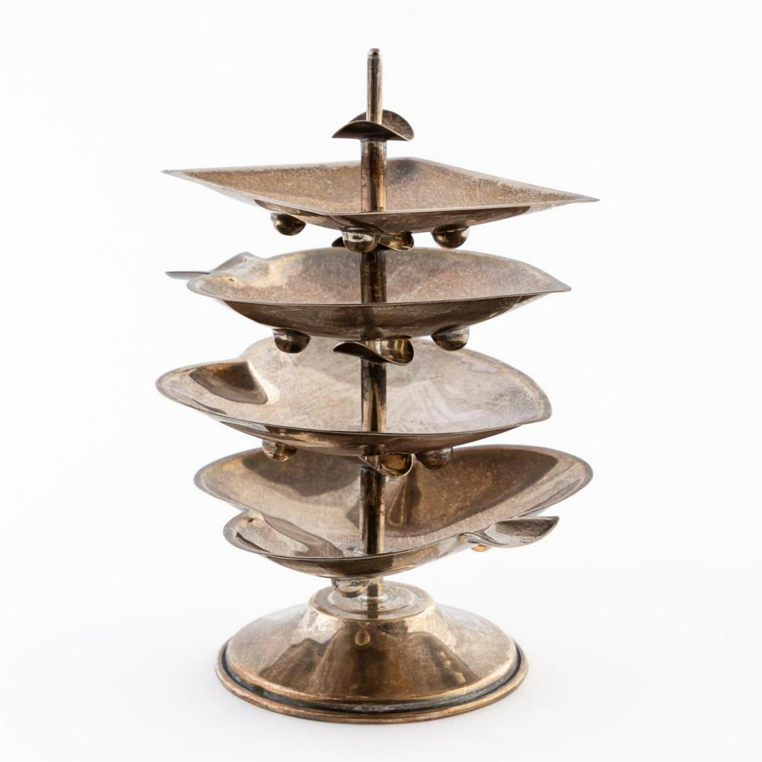 5PC STERLING STACKING ASH TRAYS, 4 CARD SUITS (1 of 7)