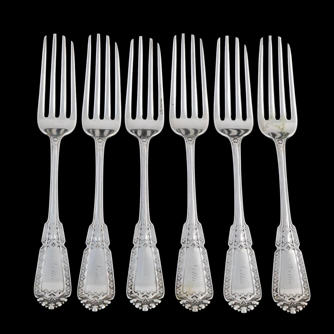 SCOTT & HENNEGEN STERLING DINNER FORKS, 6PC (1 of 4)