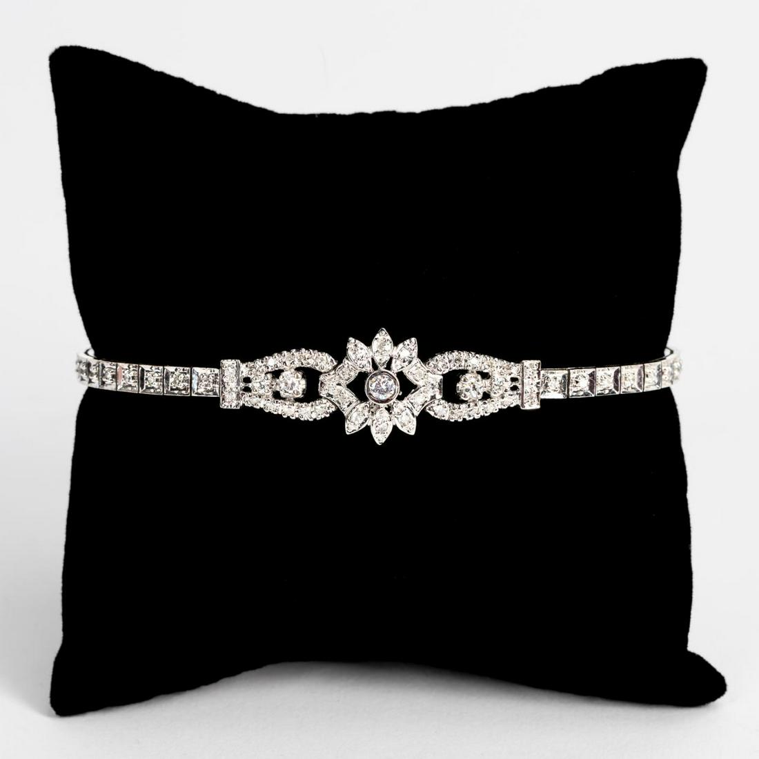 14K WHITE GOLD & DIAMOND FLORAL CLUSTER BRACELET (1 of 8)