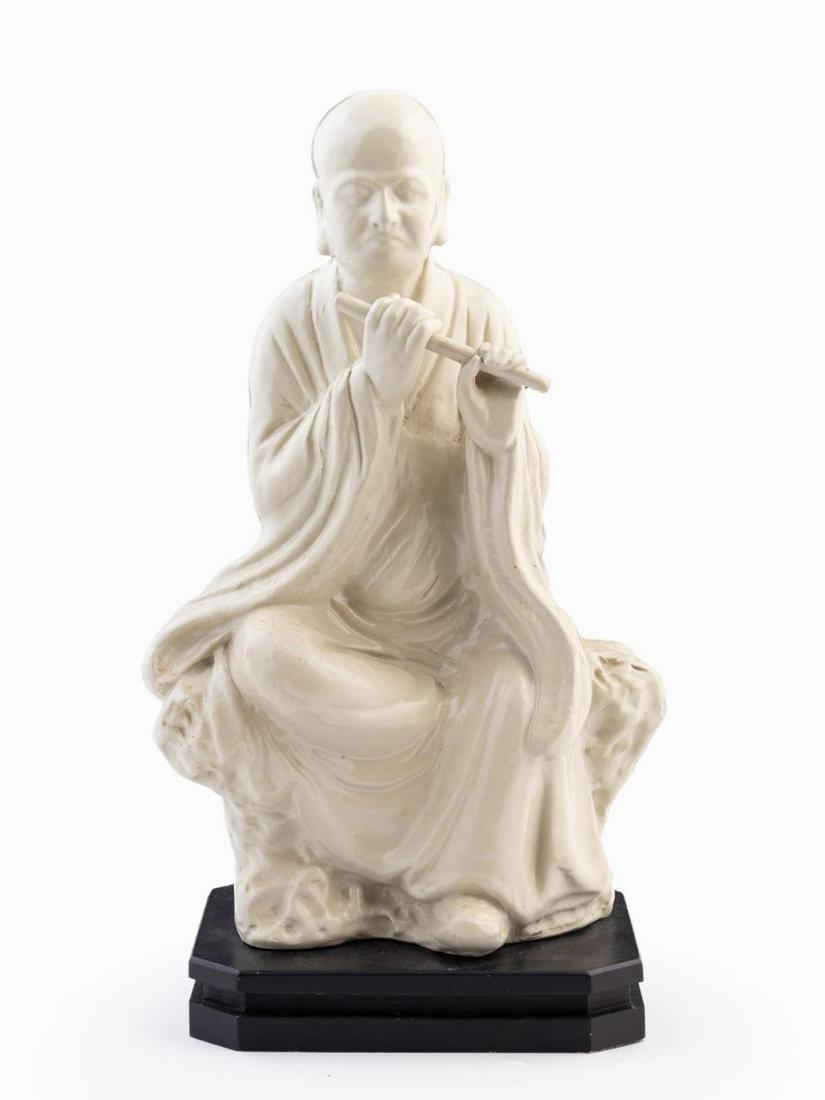 WHITE CERAMIC SEATED BUDDHA SCULPTURE 1980 (1 of 8)