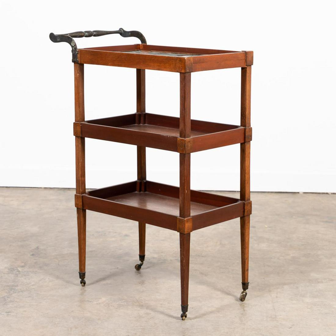 AMERICAN, GREEN MARBLE TOP THREE-TIER BAR CART (1 of 5)