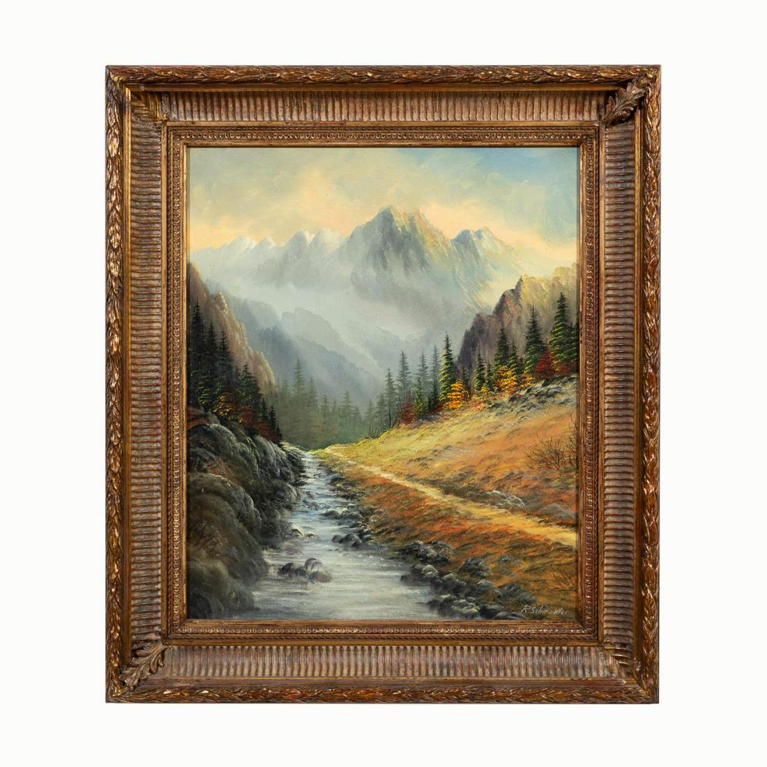 ROCKY MOUNTAIN LANDSCAPE, OIL ON PANEL, FRAMED (1 of 4)