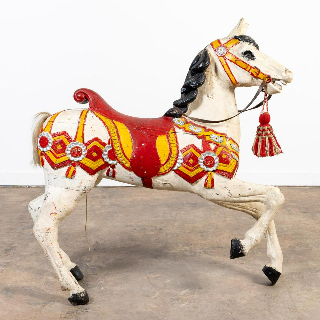 CARVED AND PAINTED WOODEN CAROUSEL HORSE (1 of 9)
