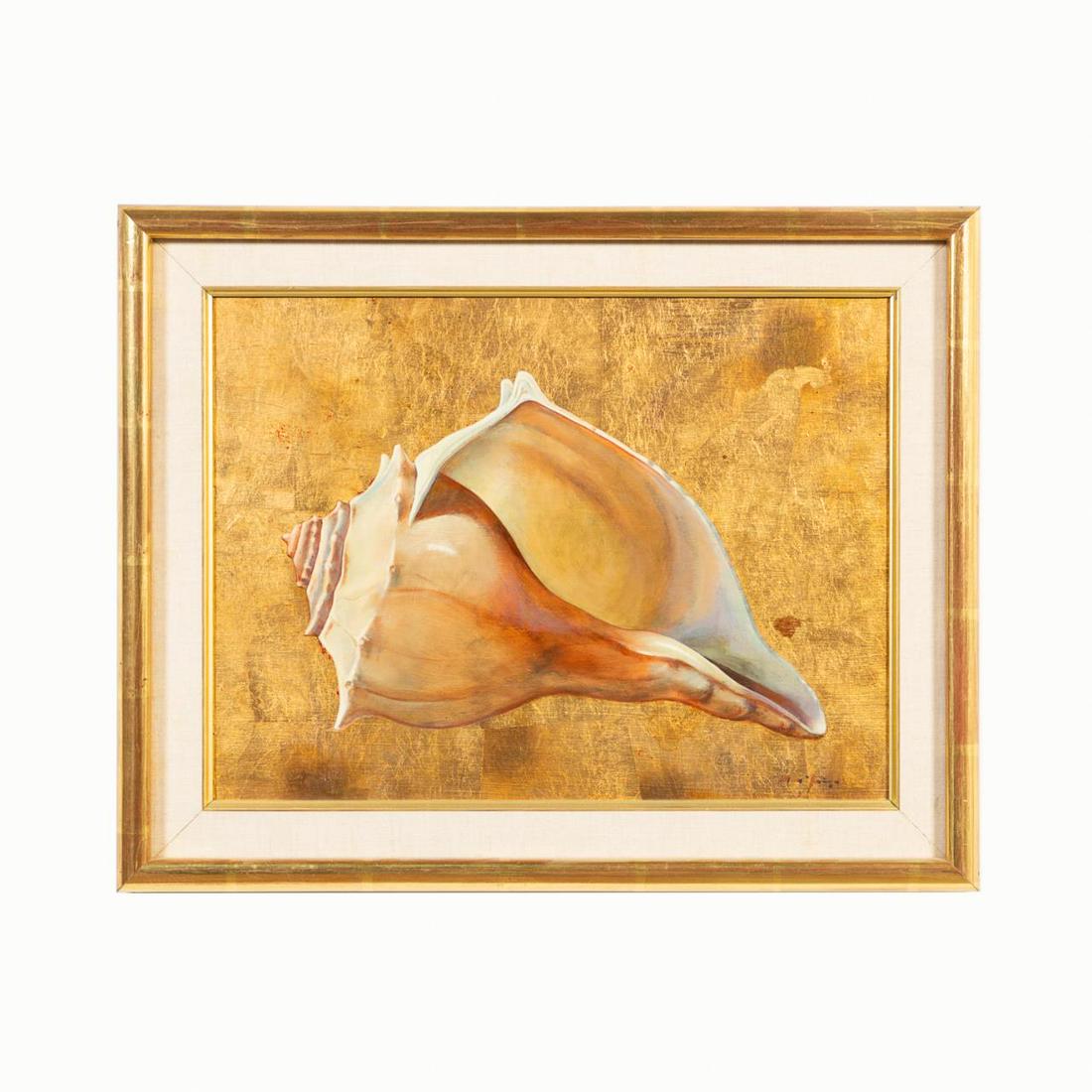 COMER JENNINGS, SHELL STILL LIFE, OIL & GOLD LEAF (1 of 4)