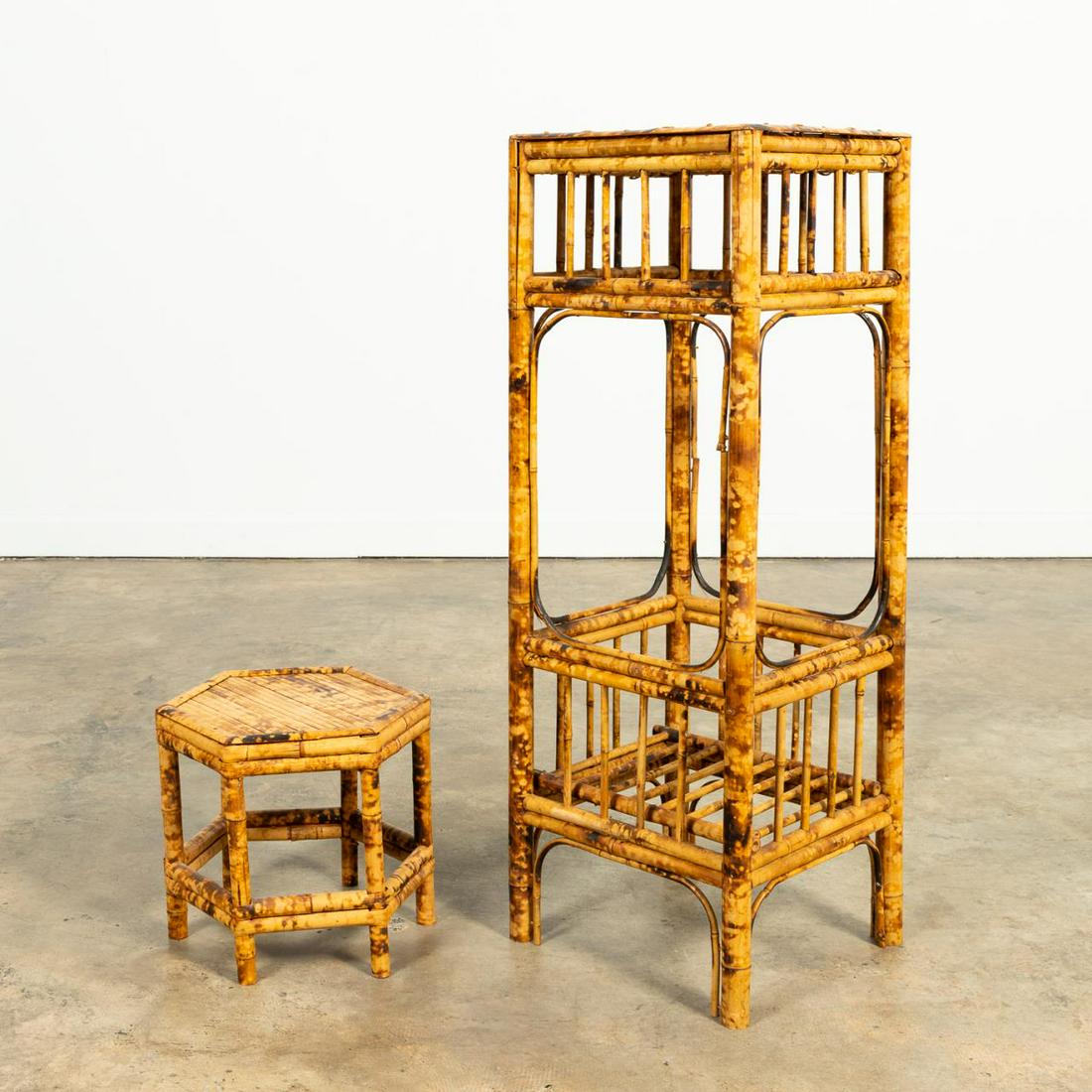 GROUP OF TWO ASIAN BAMBOO PLANT STANDS (1 of 5)