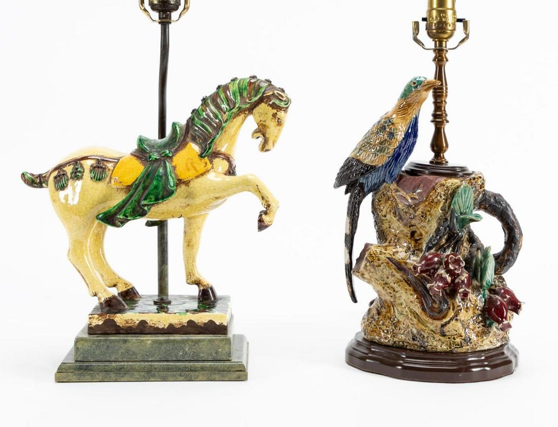 GROUP 2 TIN GLAZED EARTHENWARE TABLE LAMPS (1 of 5)