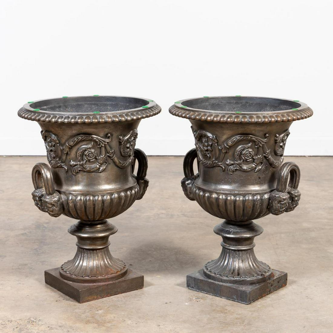 PAIR OF NEOCLASSICAL-STYLE CAST IRON PLANTERS (1 of 6)