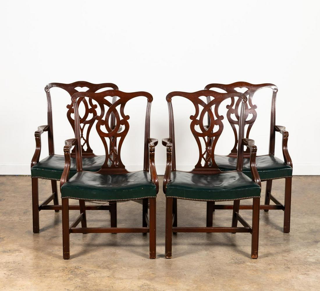 SET OF FOUR CHIPPENDALE-STYLE MAHOGANY ARM CHAIRS (1 of 5)