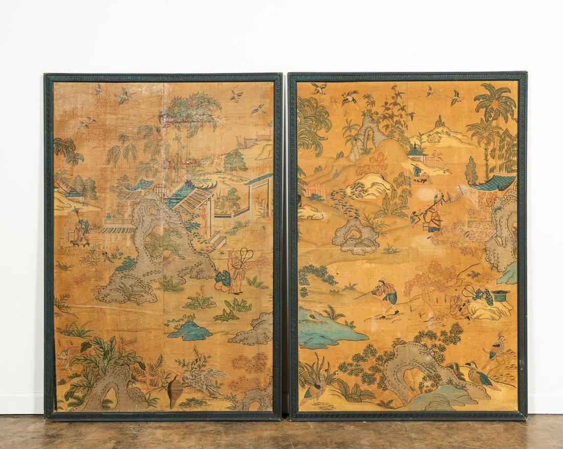 PAIR OF FRAMED PAPER CHINOISERIE PANELS (1 of 10)