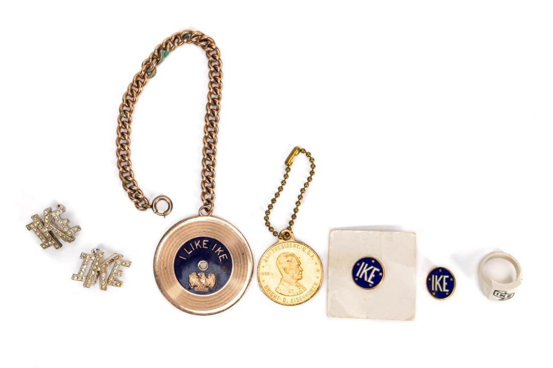 7PCS, EISENHOWER ELECTION JEWELRY & EPHEMERA (1 of 5)