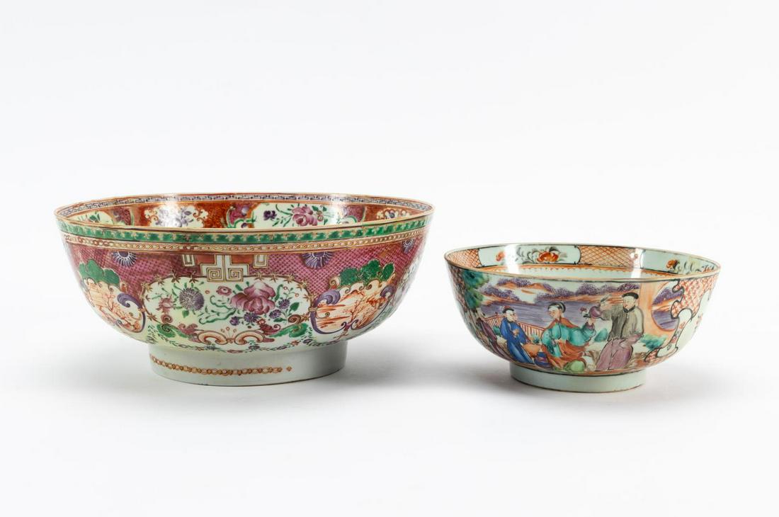 TWO CHINESE EXPORT BOWLS, PUNCH & VEGETABLE (1 of 11)