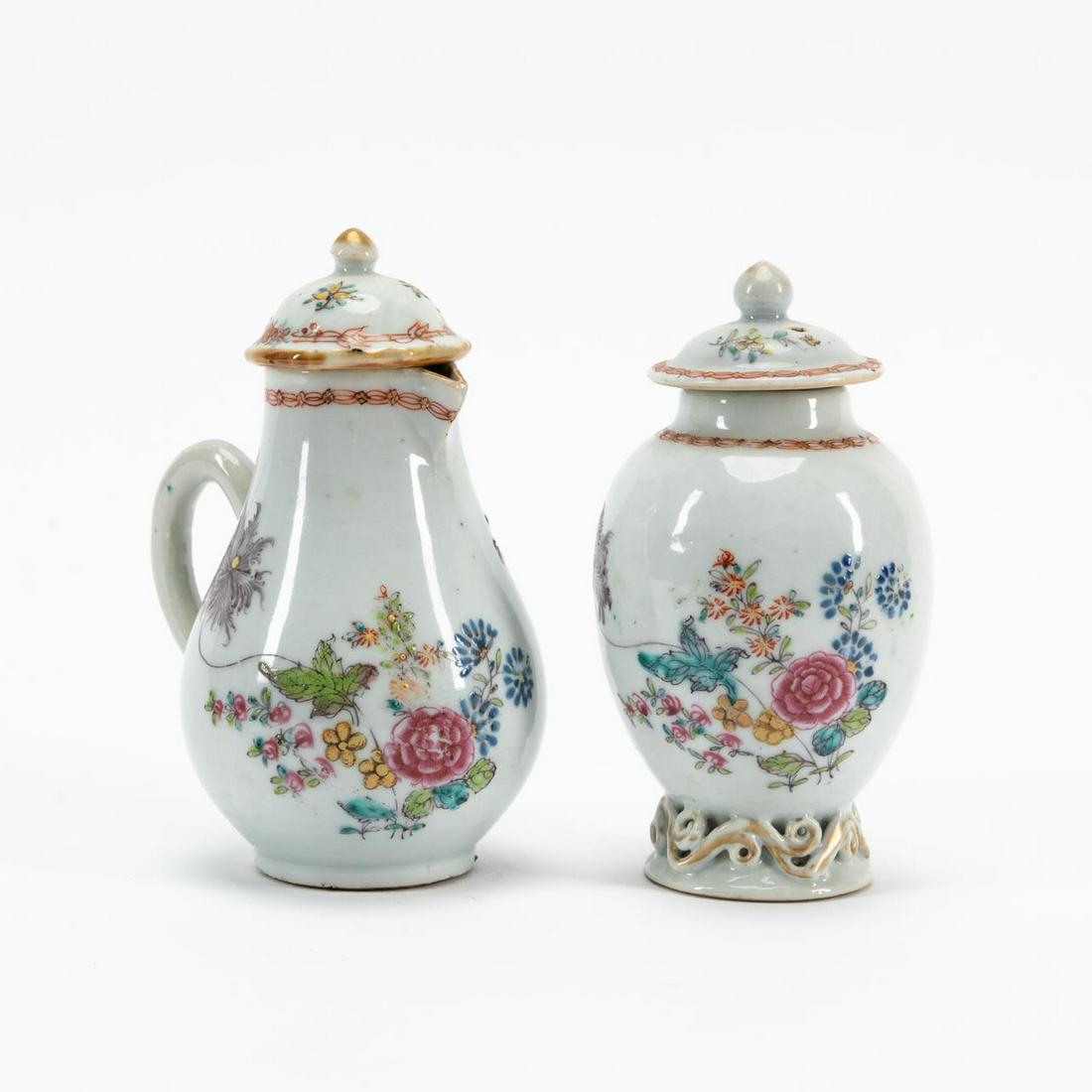 2PC CHINESE EXPORT SMALL PORCELAIN WATER POT & URN (1 of 6)