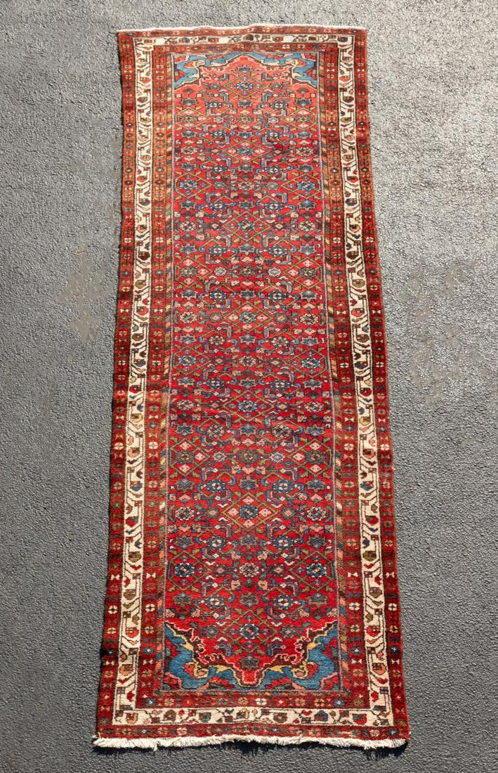 HAND KNOTTED WOOL PERSIAN HERIZ RUNNER, 10 X 3 (1 of 5)