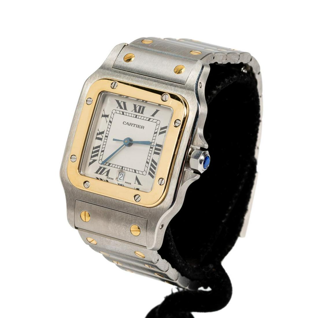 TWO TONE CARTIER SANTOS LARGE GALBEE WRIST WATCH (1 of 7)