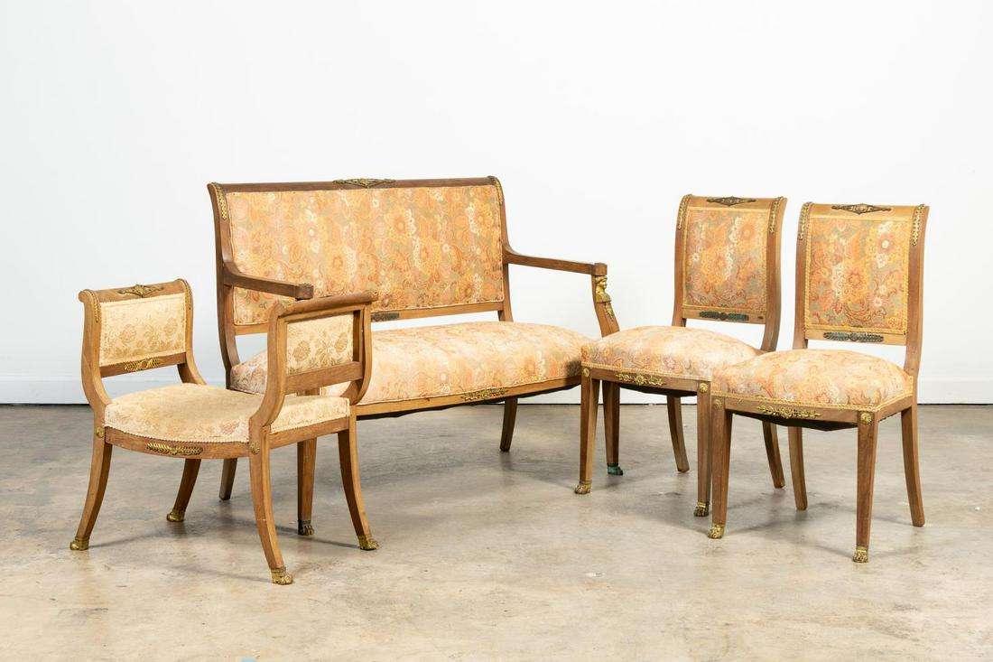 4 PC EMPIRE STYLE BLEACHED WOOD SALON SET (1 of 7)