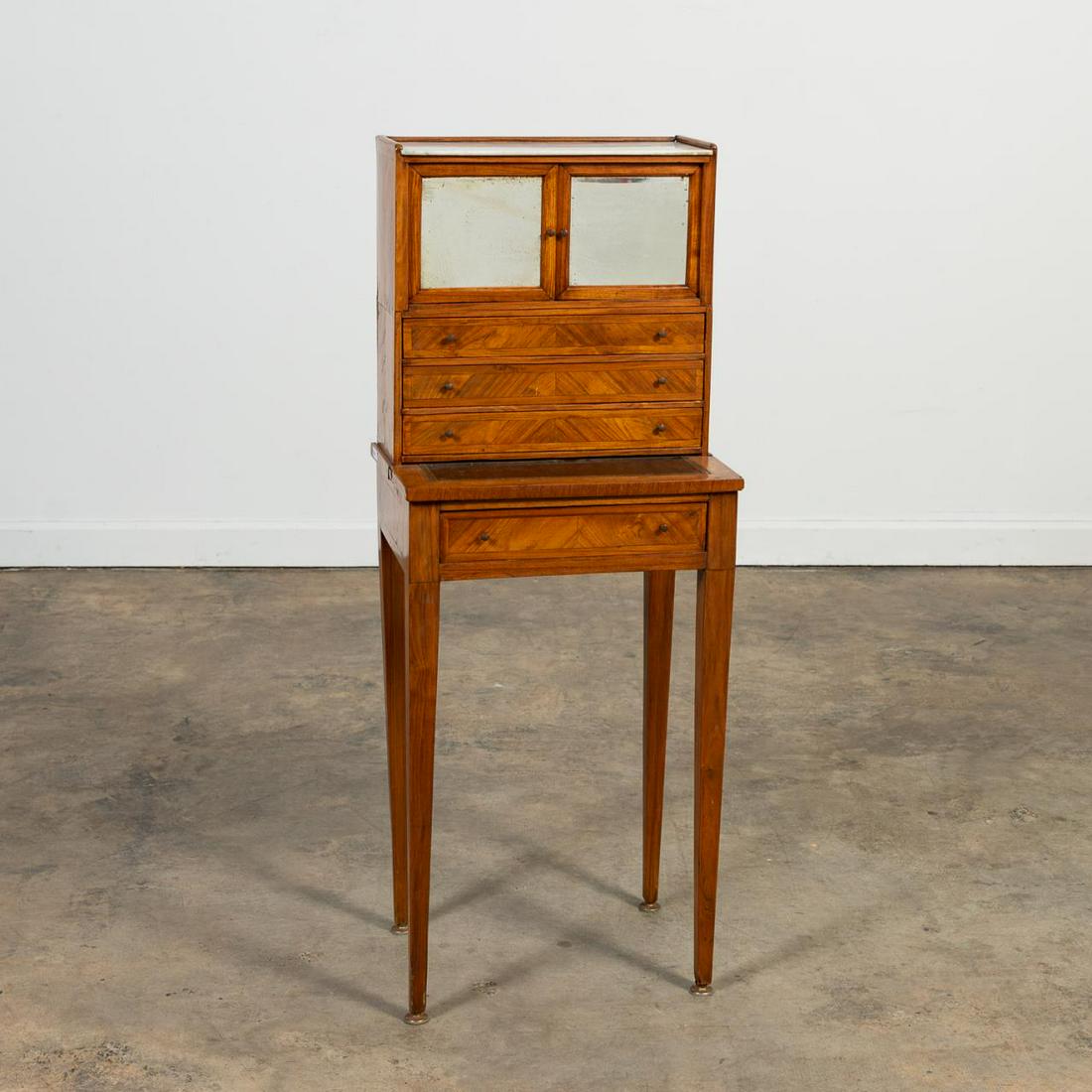 ITALIAN WALNUT SMALL MARBLE TOP WRITING DESK (1 of 8)