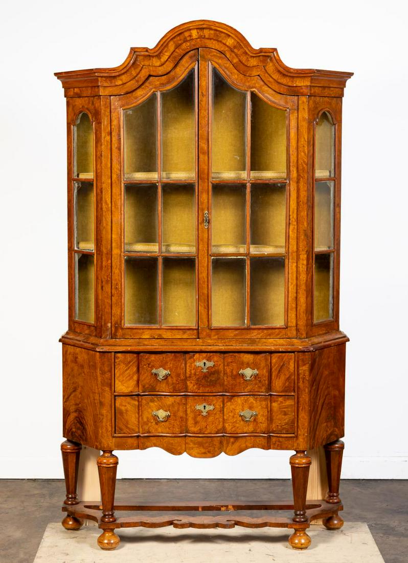 19TH C. BAROQUE STYLE BURL WALNUT CABINET ON STAND (1 of 10)