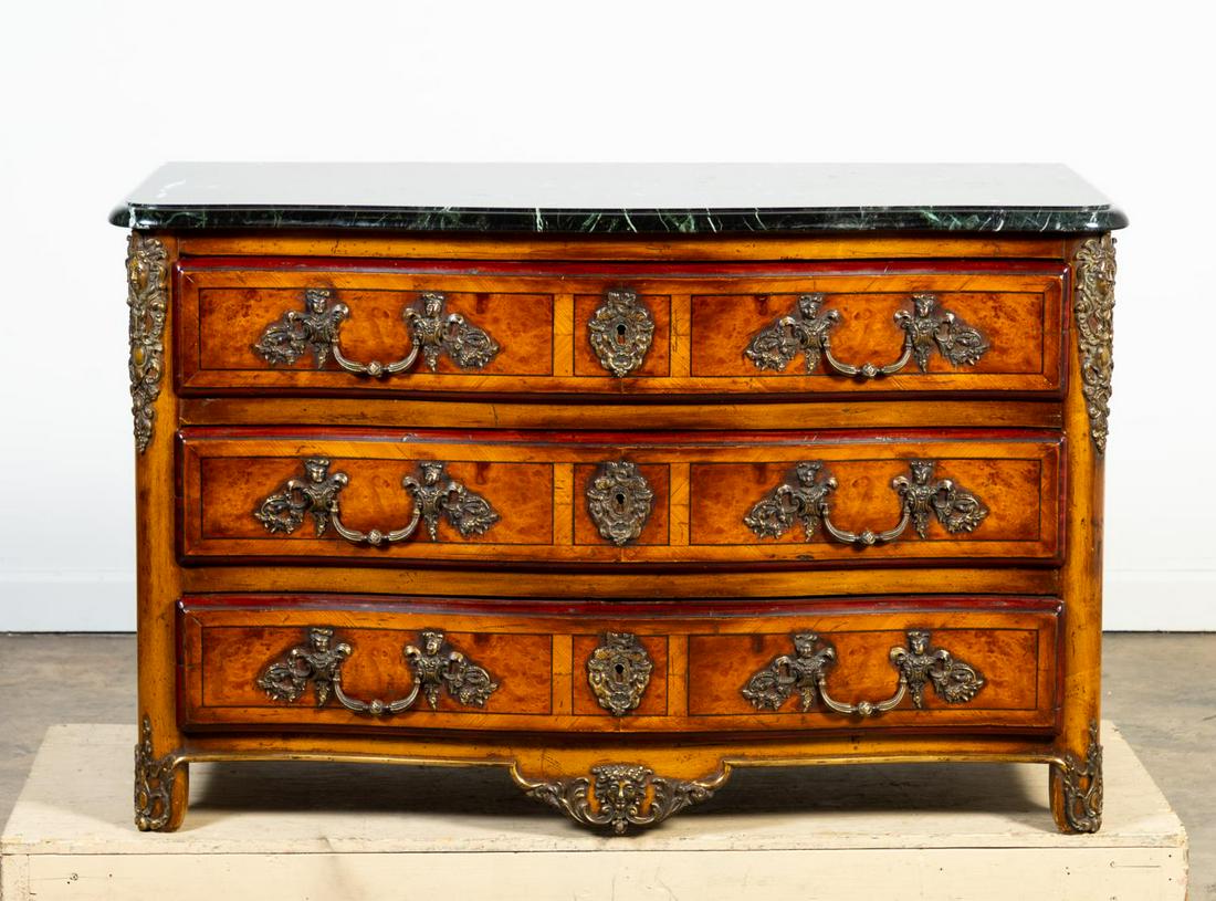 CONTINENTAL WALNUT ROCOCO STYLE MARBLE TOP CHEST (1 of 8)