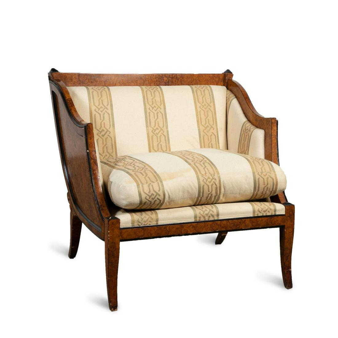 BIEDERMEIER STYLE PAINTED BURL WOOD ARMCHAIR (1 of 6)