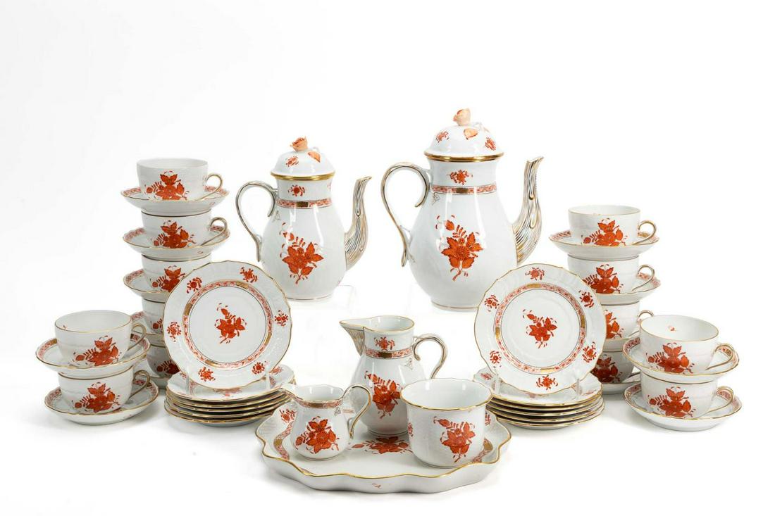 44PC HEREND RUST CHINESE BOUQUET COFFEE SERVICE (1 of 8)