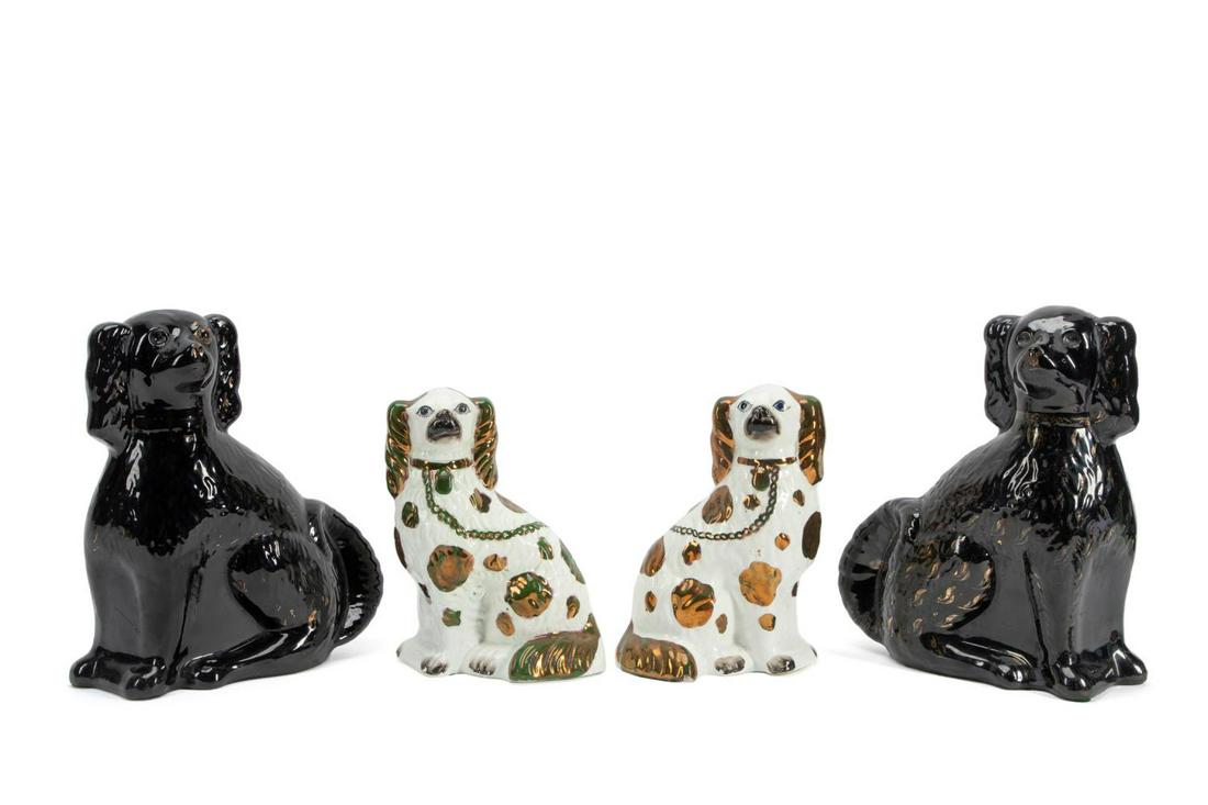 TWO PAIRS OF STAFFORDSHIRE DOGS, 19th C. (1 of 8)