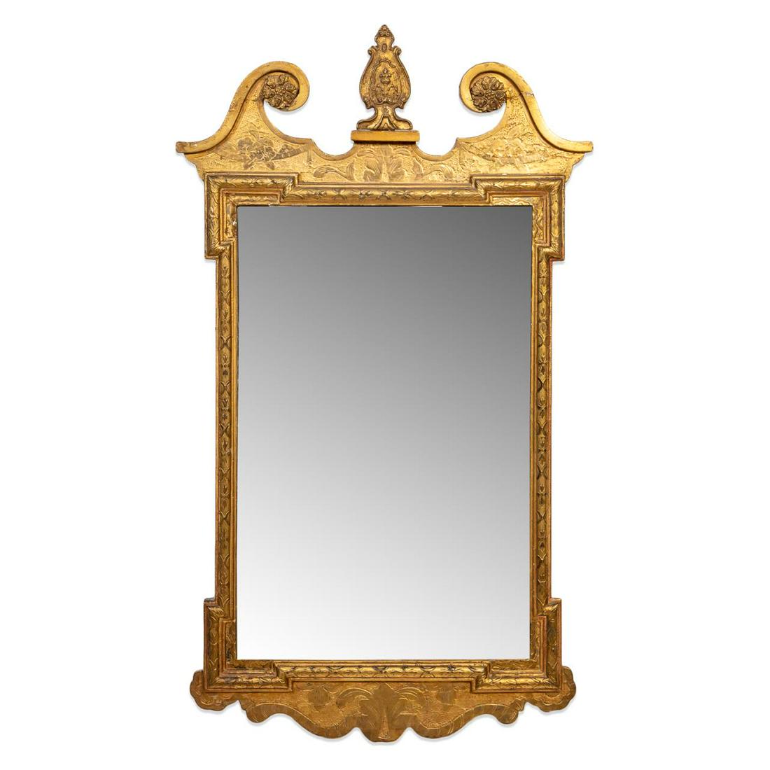 19TH C. GEORGE II STYLE CARVED GILTWOOD MIRROR (1 of 3)