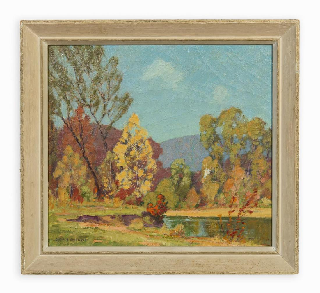 OSCAR ERICKSON "ALONG THE RIVER" LANDSCAPE O/C (1 of 4)