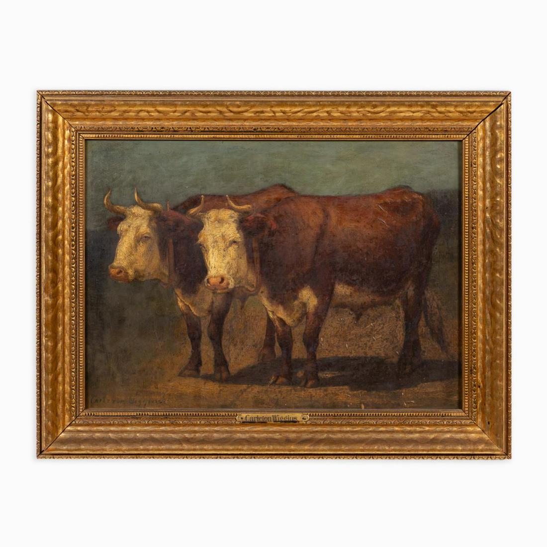 CARLETON WIGGINS, O/B, "TWO STEERS", SIGNED (1 of 6)